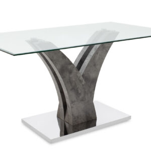 Τραπέζι Gull pakoworld γυαλί 10mm tempered-πόδι χρώμα γκρι cement 150x90x76εκ