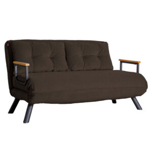 Καναπές κρεβάτι Ethereal pakoworld 2θέσιος ύφασμα καφέ-μαύρο 133x78x78εκ