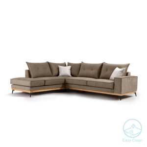 Γωνιακός καναπές δεξιά γωνία Luxury II pakoworld ύφασμα mocha-cream 290x235x95εκ