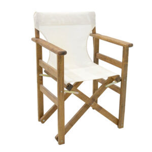 Καρέκλα-πολυθρόνα σκηνοθέτη Retto pakoworld μασίφ ξύλο οξιάς καρυδί-πανί λευκό