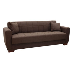 Kαναπές κρεβάτι Beverly pakoworld 3θέσιος ύφασμα καφέ 213x80x78εκ