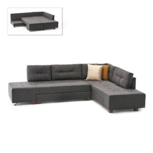 Γωνιακός καναπές - κρεβάτι Manama Megapap δεξιά γωνία υφασμάτινος χρώμα ανθρακί 280x206x85εκ.