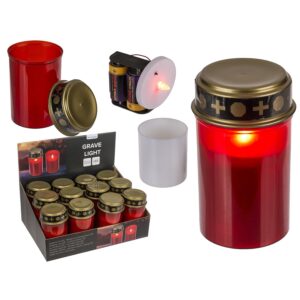Κερί Αφιέρωσης Με LED Κόκκινο/Χρυσό Πλαστικό 12.5x7cm Μπαταρίας